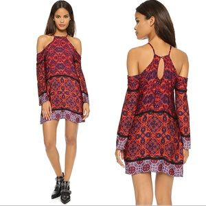MINKPINK Sun Dancer Cold Shoulder Hi Neck Dress S